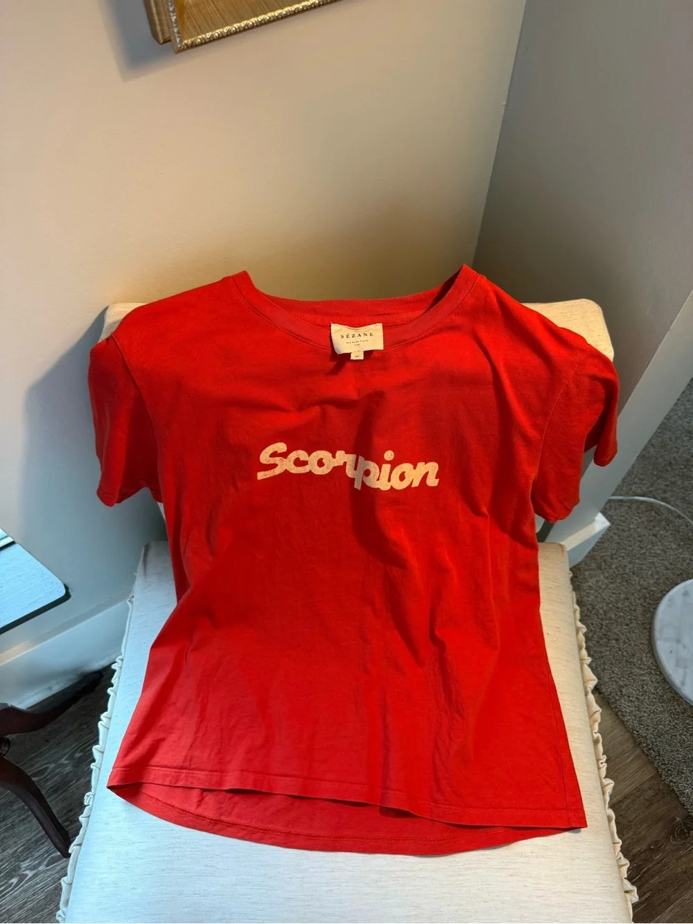 Sézane Red "Scorpion" Graphic Tee-astrology collection-Scorpio - Picture 5 of 6